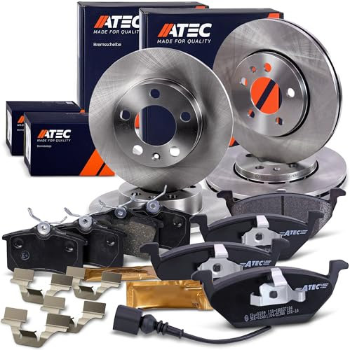Set di freni ATEC Germany incl. dischi freno anteriori Ø 256 mm ventilati + posteriori Ø 230 mm pieni + pastiglie freno anteriori e posteriori