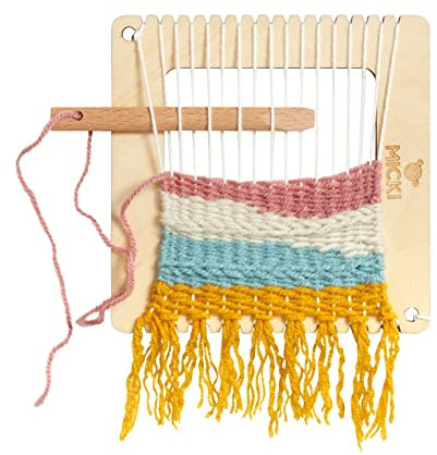 Micki Webrahmen Quadrat – DIY Kit für Kinder und Erwachsene – Webstuhl für Kinder– Garnspielzeug aus Holz für Anfänger - Spielealter 3+ - 120X120X50 mm