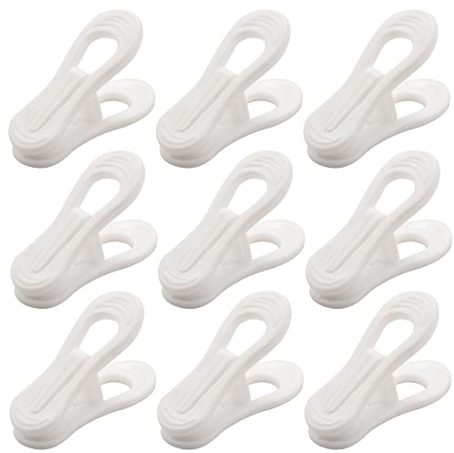 Hopbucan 40 StüCk WeißE Kunststoff Kleider BüGel Clips, Quetsch Clips Zur Verwendung mit Schlanken Kleidungs Finger Clips WäSche Leine WäSche Klammern