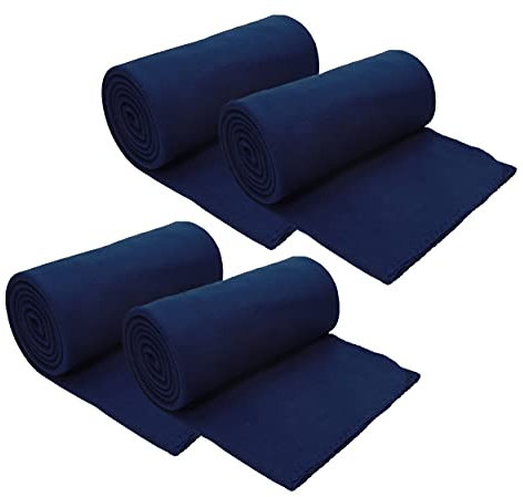 Betz Fleecedecke 4 Stück 130x170 cm 180g/m² – Weiche Wohndecke & Kuscheldecke – Flauschige Sofadecke als Tagesdecke – Leicht, wärmend & pflegeleicht – Farbe dunkelblau