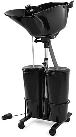 kreativ-design24 Mobile Waschstation für Friseure | Mobiles Friseur Waschbecken | Kein Wasseranschluss nötig | 50x50x93 cm | Acryl | Freistehend | Modern | Schwarz