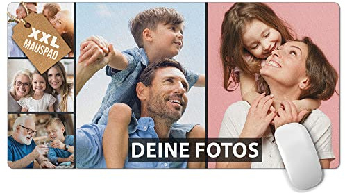 Print Royal PR Großes Mousepad mit Foto - Fotocollage mit 5 Fotos selbst gestalten - XXL Mousepad personalisiert, Geschenke für Freund und Gamer | Schreibtischunterlagen, 800 x 400 mm