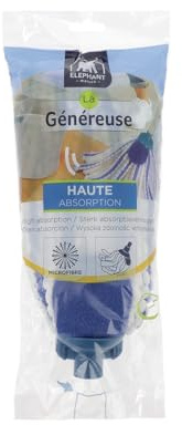 ÉLÉPHANT Maison - Tête à Franges La Généreuse - Volume XL - Microfibre Nettoyante et Dégraissante - PAD Grattant pour Taches Tenaces - Efficace Sans Détergent - Haute Qualité - Fabriqué en France