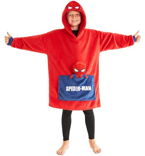 Marvel Spiderman Sweat à Capuche Couverture Polaire Enfant avec Demi-Peluche
