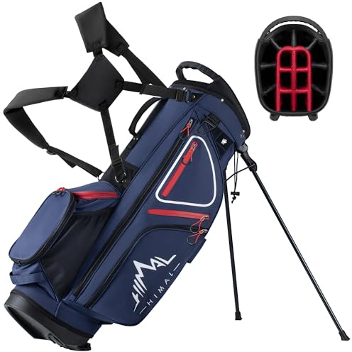 GoHimal 14 Way Golf Stand Bag, Golf Bags for Men with Stand, Top Dividers Ergonomic with 10 Pockets Golf Club Bags, Navy Blue