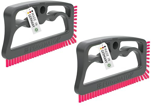 FUGINATOR® Fugenbürsten-Bundle 2 Bürsten in grau/pink - Reinigungsbürste zur Fugenreinigung in Bad, WC, Küche usw. - Reinigung von Wand- und Bodenfliesen - Handliche Bürste für Fugen und Fliesen