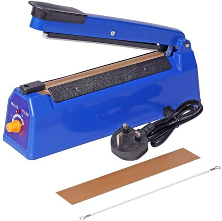 BREUAILY Impulse Heat Sealer 200mm Portable Heat Sealer Machine Manual Bag Sealer with 8 Gear Temperature Adjustment for Mylar Plastic Bags PP PE Balloon 2mm Seal Width (8 Inch)