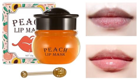 Mascarilla labial hidratante, Bálsamo labial de miel/melocotón para labios secos y pálidos, Bálsamo de abeja/melocotón para reparación de labios, exfoliante labial para hidratación y prevención Jingan