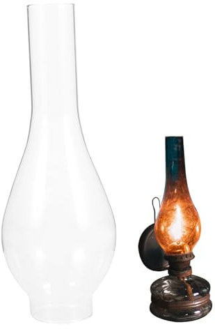 Chimenea de Lámpara de Aceite de Vidrio Con Base de 2 Pulgadas - Pantalla de Repuesto Transparente Para Lámpara Tradicional Vintage - Altura: 9,7 Pulgadas