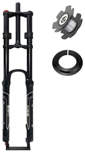 RUJIXU Fahrrad Federgabel 26/27.5/29 Für Mountainbike DH Air Double Shoulder Downhill Abseilen Stoßdämpfer Straight Tube Ultralight Fahrrad Stoßdämpfer Zugstufeneinstellung 130mm Federweg