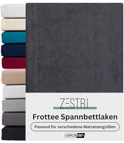 Frottee Spannbettlaken | Anthrazit | 180x200-200x200 cm | Winter Bettlaken | Extra Dickes Material 160g/m² | Oeko-TEX Made in Green, Hautsympathisch, Atmungsaktiv