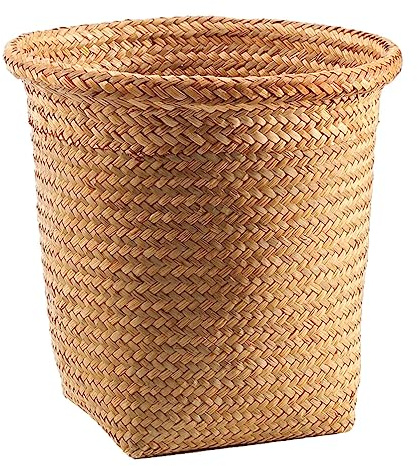 HOODANCOS Papelera Y Cesta De Mimbre Redonda Cesta De Basura De Mimbre Cesta De Basura De e Cesta De Almacenamiento De Tejida A Mano Cesta De Basura De e