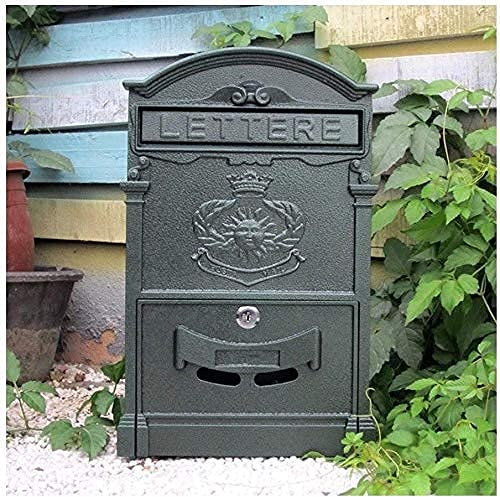 Wall Mounted Post Box Post Box,European Classical Villa Mailbox Pastoral Retro Wall Letter Box Waterproof Outdoor Post Mailbox With Lock,Mailbox (Bronze) (Green) (Green)
