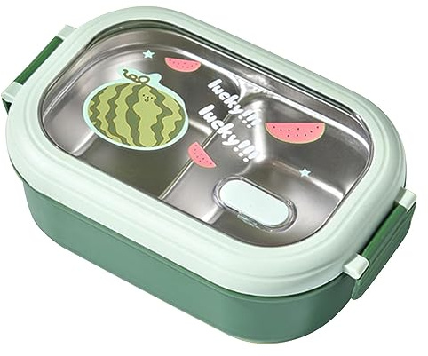 Aramox Térmica de Acero Inoxidable, Contenedor de Almuerzo Portátil a Prueba de Fugas para Estudiantes, Escuela y Oficina (GREEN)