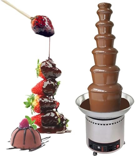 Fontaine à Fondue au Chocolat Fontaine À Chocolat À 6/7 Niveaux, Grande Machine À Fondue De 300 W, en Acier Inoxydable, for Les Anniversaires Et Les Mariages des Enfants(7Tier)