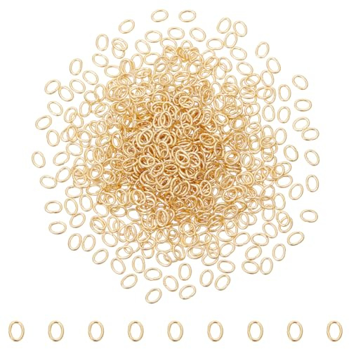 UNICRAFTALE 600 Stück 18 Karat Vergoldete 304 offene Biegeringe Aus Edelstahl 3mm Lang Ovale Biegeringe Goldene Ringe Metallverbinderringe Für DIY Ohrringe Armbänder Anhänger Schmuckzubehör