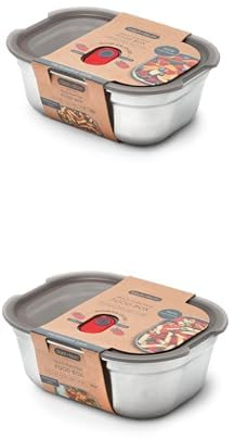 Bundle of BLACK+BLUM - 2 Small & 1 Medium Lunch Boxes - Microwavable, Plastic-Free, Stainless Steel with Leak-Proof, Airtight Lockable Lids - Safe for Microwave, Dishwasher & Oven - Small 600ml + Medi