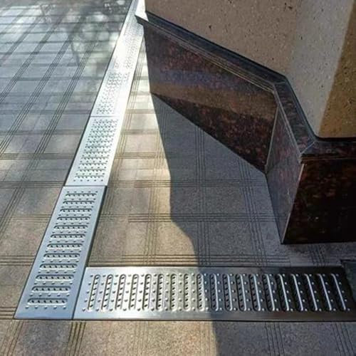 Canaletta Scolo Acqua Piovana Cortile Griglia di Drenaggio Trincea 58 cm di Lunghezza, Grondaia di Drenaggio Canale, Copertura Fognaria Rimovibile per Lato Casa, Grondaia di Scarico per Acque Piovane(