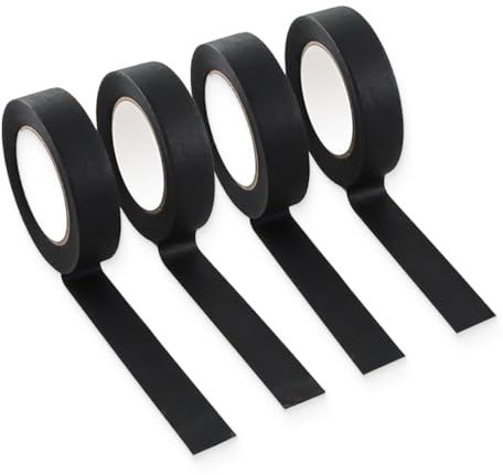 NJCXOLA Cinta de Tela Adhesiva Aislante, 4 Rollos Cinta de Algodón Cinta de algodón no Tejida Alta temperatura, Arnés de Cables Alta Temperatura para Motocicleta Automóvil y Hogar (Negra)