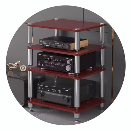 Av-hylla Med Stötdämpande Fötter - Hifi-stativ För Ljud-videokomponenter, 2/3/4-vånings Hifi-ställ, Skivspelaresstativ Och Skåp(Size:60 * 48 * 80cm(4Tier),Color:Rood)