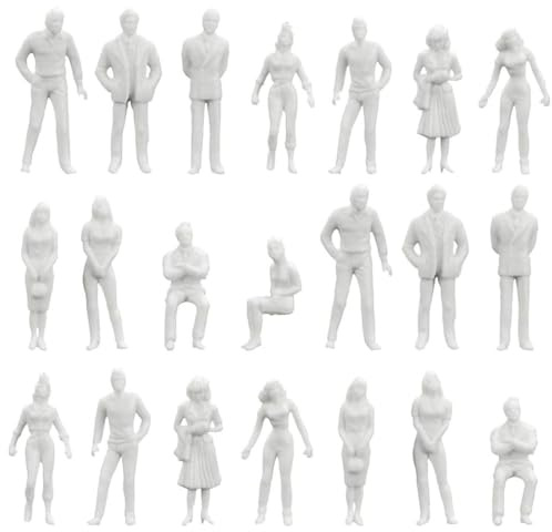 BEPSYOM 100 Figurines Miniatures pour Modélisme, Mini Figurines de Diorama Non Peintes, Figurines de Personnes Blanches pour Scènes Trains, Miniature, Maquette (Échelle 1:150) (Blanches)
