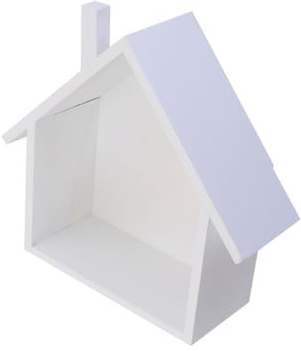 IMIKEYA Kleines Haus Wandregal Aus Holz Wandmontiertes Aufbewahrungssystem Für Schlafzimmer Wohnzimmer Küche Und Büro Weiß Dekoratives Und Funktionales Regal Für Sammlerstücke Und