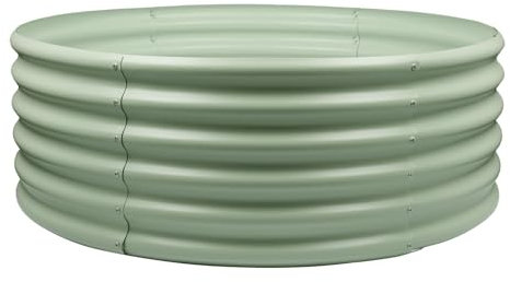 Harbour Housewares Raised Garden Bed - Green - 120 x 45cm - Round - Bottomless Metal Raised Bed Galvanised Steel Planter Box for Growing Outdoor Plants, Vegetables, Flowers and Herbs
