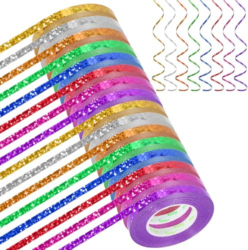 Bomtop 50 Rollen Ringelband Geschenkband, 5mm x 500M Geschenkbänder für Geburtstag Luftballons Schleifenband zum Basteln Geschenkverpackung Dekoband für Geburtstag Geschenk Weihnachten Hochzeit Party