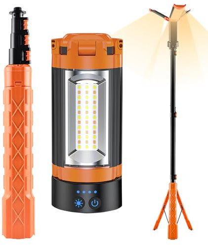 Ruwshuuk Lampe de Camping Rechargeable | Lanterne LED Extérieure avec Support Tripode,Batterie 10000mAh Rechargeable, Lampe Étanche avec Trépied pour Pique-nique et Randonnée