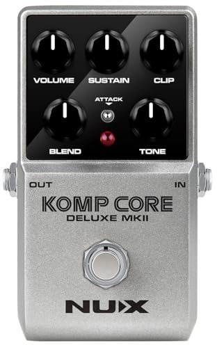 NUX | Komp Core Deluxe MKII Compressor Pedal – Analogue Guitar Compression with Sustain, Clip & Blend Controls – True Bypass, Attack Switch, Compact FX for Electric Guitar, Blues, Rock, Country