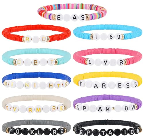 AOOSA Vänskapsarmband, inspirerade armband med bokstäver och sifferpärlor, färgglada flerskiktsarmband set för kvinnor och tonårsflickor, 16 cm