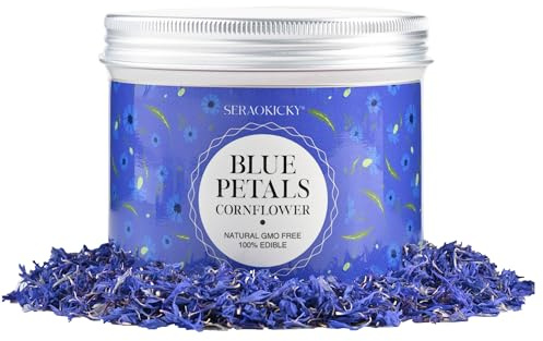 Bleuet, bleuet comestible biologique, sans calice, couleurs vives et pleines de saveur, pour bricolage, thé, pâtisserie, savon, salades et décoration de gâteau