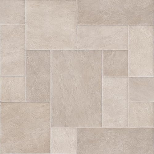 Beige Stone Effect Anti-Slip Vinyl Flooring For Kitchen, Bathroom, LivingRoom, 4.20mm Thick Vinyl Sheet, 7 Year Warranty, Suitable for underfloor heating-1 X 3 mt