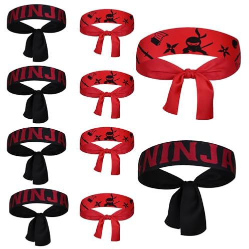 TINA.WIN Ninjas Stirnband Set Ninjago Geburtstagsdeko 6 Jahre Ninja geburtstag für Ninja Maske geburtstag Party Deko Geburtstagsparty Karate