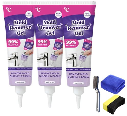 Vexclean - Gel removedor de moho, potente gel de limpieza Vexclean, altamente eficaz en penetración, para huecos de azulejos de baño y cocina, paredes y lechada (3 piezas)