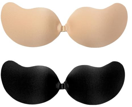 UYVPAER Auto-adhésifs Soutien Gorge 2 Paires sans Bretelles Invisible Respirant Push-up(Respirant)