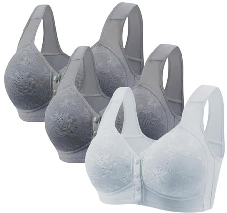 3 Pieces Women Lace Everyday Bra UK Sale Clearance, Front Fastening Bras Ladies Front Closure Sports Bra, Sleeping Bras High Support Large Bust Bralette Leisure Underwear Workout Yoga Crop Top