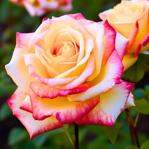 Rose Bush Live Plant, Hybrid Tea Rose Plant Live, 5-9 Inch Tall, Fragrant Flowers Tree, Well-Rooted 1 Year Old, No Pot (Peace Rose)