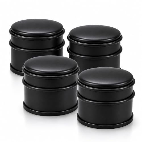 Hochwertiger Türstopper ‚Boden aus Edelstahl Gummistopper Schwer, Rutschfest & Bodenschonend ohne Bohren & HLKauf-Block (4x Schwarz 9 X 7,5 cm & HLKauf-Block)