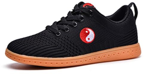 Unisexe Hommes Femmes Taekwondo Chaussures Basses Toile Kung Fu Taichi Sport Baskets pour Arts Martiaux, karaté, Marche,Noir,43 EU