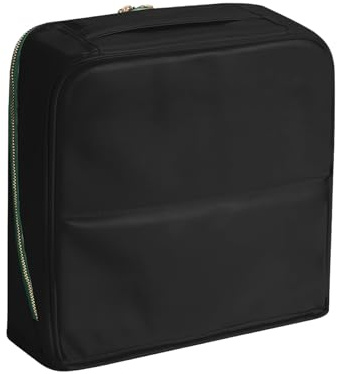 Bolsa de almacenamiento de maquillaje de piel con apertura vertical, portátil, para colgar cosméticos, para mujeres, impermeable, portátil, organizador de artículos de tocador, Black, L