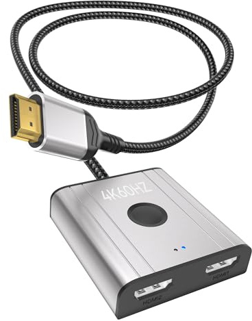 sdoppiatore hdmi,HDMI Switch 0,5M 4K@60 Hz 2K@144 Hz Splitter HDMI 2.0 Switch,2 in 1 out o 1 in 2 out Splitter(viene visualizzato un solo monitor alla volta) HDCP 2.2 UHD 3D per PS5/4,Xbox,TV Stick