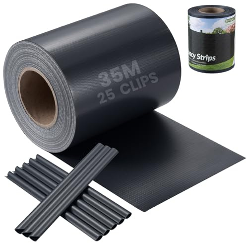 Velway Tiras de Privacidad de PVC para Valla - 35m x 19cm, 450 g/m², Protección UV, Impermeable y Resistente al Viento, con 25 Clips de Fijación – Pantalla de Ocultación para Jardín, Balcón y Terraza
