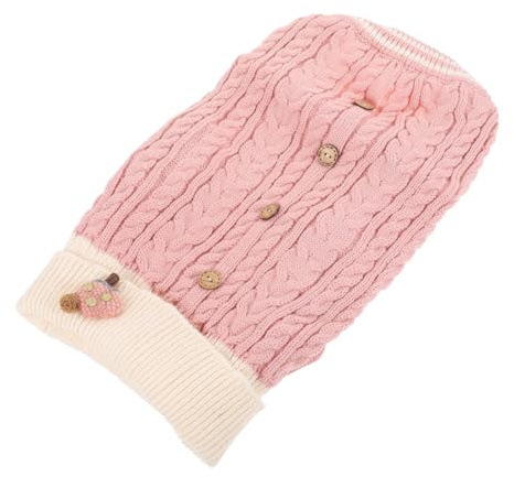 VICASKY Rollkragenpullover Haustier Winterpullover für Kleine Hunde Welpen Warm Gefüttert Rosa XL Hundebekleidung mit Knopfleiste für Fotos und Festtagsoutfits