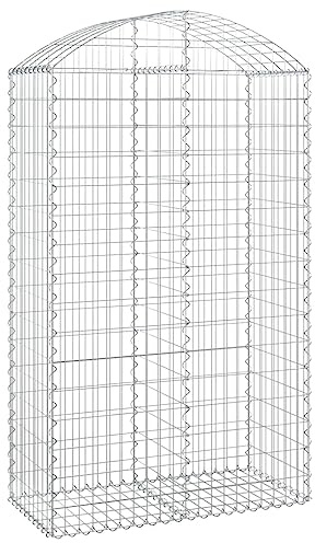Nqyjm Recinzione in Maglia da Giardino Cesto di Gabbioni Arcuato 100x50x160/180 cm Ferro Zincato, Gabbie per Pietre per Terrazza Esterna Prato Decorativo