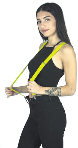 Boland 00601 - Tirantes amarillo neón, talla única, ajustable, elegante, años 20, Gatsby, carnaval, halloween, fiesta de disfraces, disfraz, teatro, accesorio