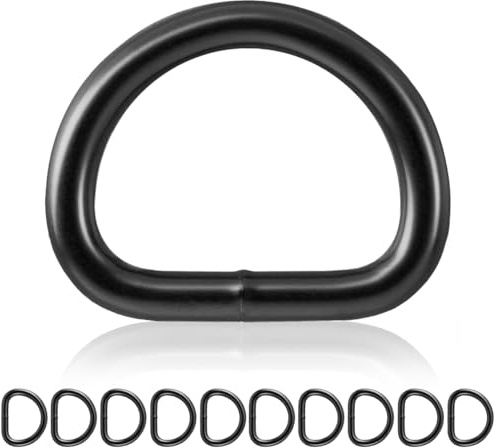 Ganzoo D-Bügel schwarz matt, 10 Stück aus nichtrostendem Metall, XL, 28mm Gurtbreite, außen 50 x 40mm, innen 38 x 28mm, 6mm Materialstärke, für Paracord Hundehalsband, Kleidung, Riemen