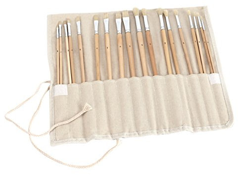 Exerz Künstler Pinsel Set – Premium Set mit 18 Stück | Langer Griff, Professionelle Borsten | Für Öl, Acryl, Körpermalerei & Mehr – Langlebig mit Aufrollbarer Hülle