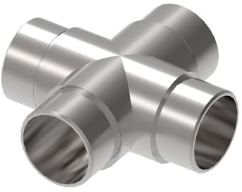 Sellon24® Kreuzverbinder für Rohr Ø 42.4 x 2.0 mm Kreuz V2A Edelstahl Steckfitting Rohrverbinder Verbinder für Rohr Rundrohr Edelstahlrohr Geländer Handlauf Treppen Balkongeländer