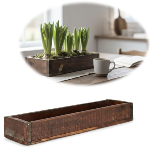 LS-LebenStil Vintage Holz Aufbewahrungsbox Unika Roadwood 35x10cm Braun | Recycelt Holzkiste Holzbox | Besteckkasten Besteckkorb Küchenorganizer Büro Schreibtisch Schublade Organizer Ordnungsbox